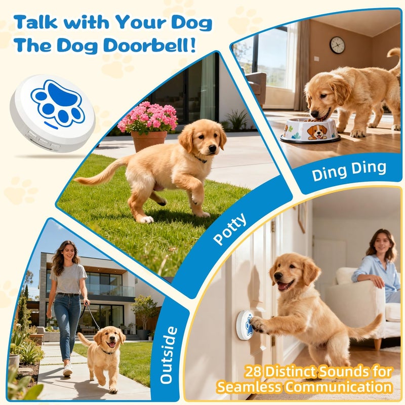 ChunHee Dog Door Bell - Bell for Dogs to Ring to Go Potty with 28 Ringtones & Adjustable Volume | Chew-Proof & 30-Second Setup Dog Door Bells for Potty Training| Teach Puppies to Signal Go Outside - Image 4